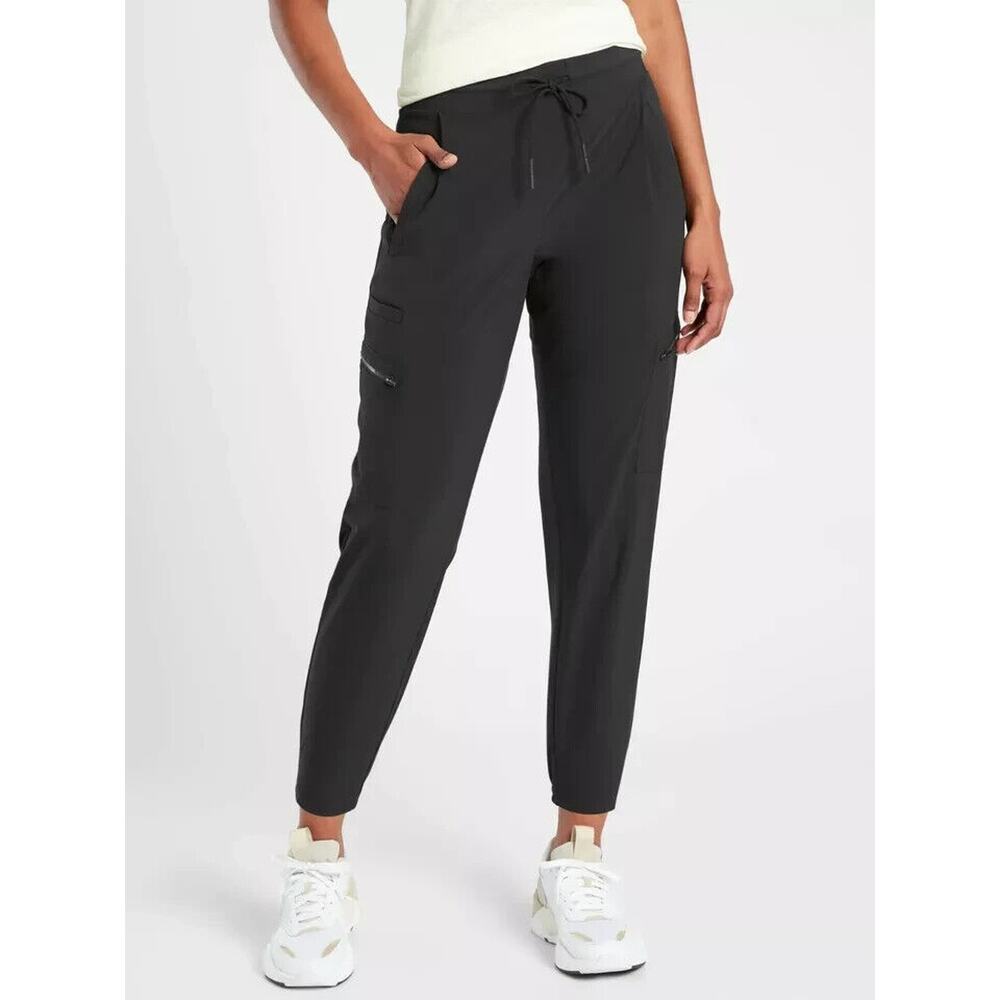 Athleta Women's Tapered Leg Drawstring Black Activewear Venture Pants Size 6